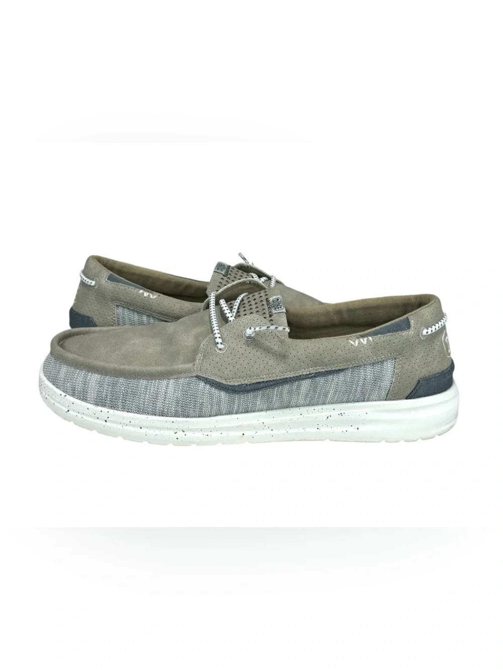 Hey Dude Welsh Grip Mix Oyster Men's Boat Shoes Canvas Oyster US 13 EU 46